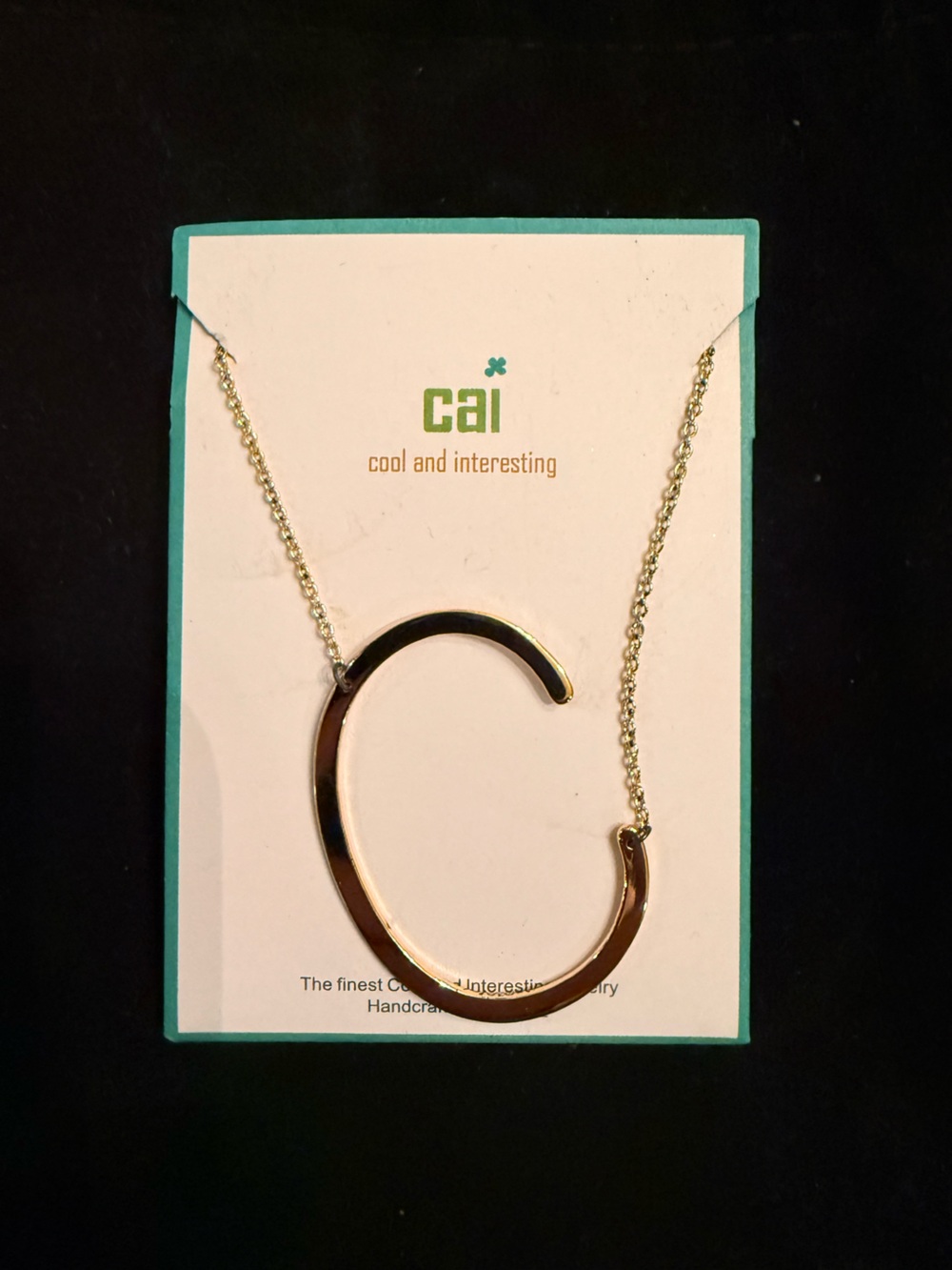 NEVER WORN Cai Gold Open C Letter Necklace - C Shape Pendant in Gold